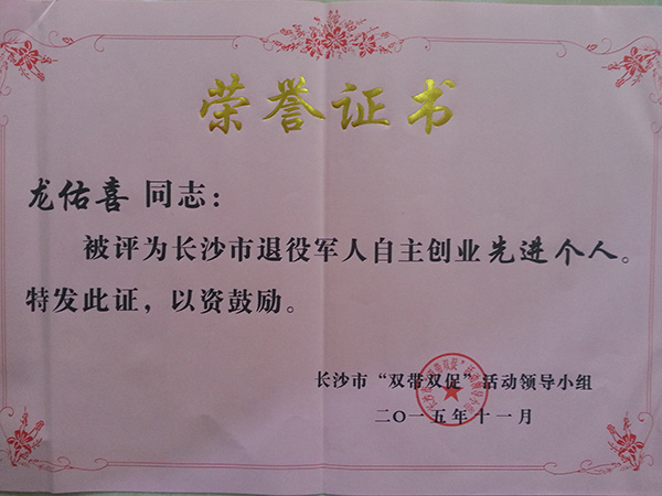 自主創(chuàng  )業(yè)先進(jìn)個(gè)人榮譽(yù)證書(shū)